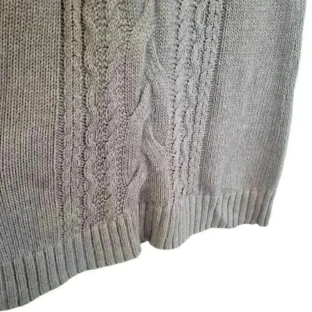 Banana Republic Women's Gray Cotton/Rayon/Nylon Cable Knit Scoop Neck 3/4 Sleeve - Picture 10 of 14